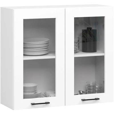 Afbeelding van Vitrinekast, Keukenkast modulaire OLIWIA W80 H720 met 2 Deuren / Hangkast Bovenkast AKORD Furniture Factory Wit 80 x 72 30 cm