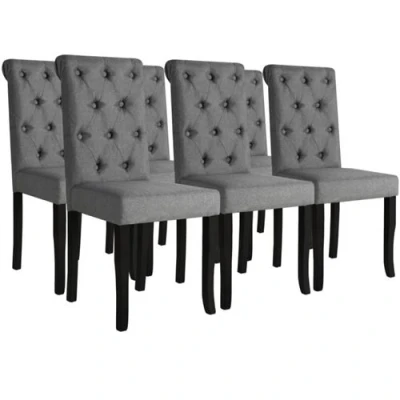 Afbeelding van vidaXL Eetkamerstoelen 6 st stof donkergrijs