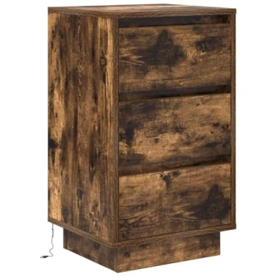Image de vidaXL Table de chevet avec lumières LED chêne fumé 38x34x65 cm861305