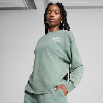 Image de Sweat ras du cou confort dÃ©lavÃ© PUMA CLASS Femme