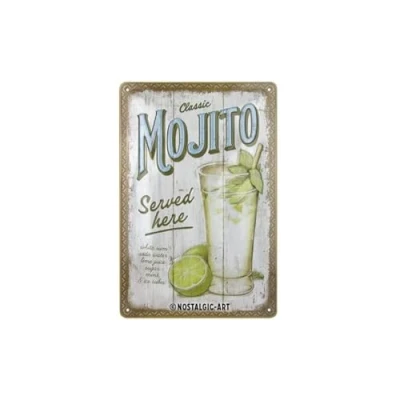 Afbeelding van Metalen Wandbord Mojito Served Here 20 x 30 cm in Reliëf uitgevoerd
