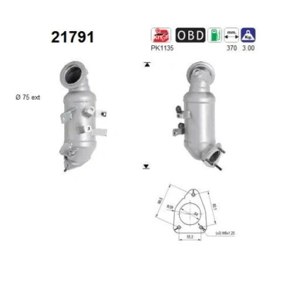 Afbeelding van Katalysator AS 21791, voor o.a. OPEL, CHEVROLET