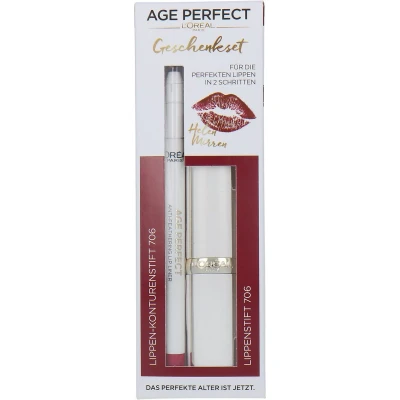 Afbeelding van L&#039;Oréal Age Perfect Lipstick + Lipliner Cadeauset 706 Burgundy
