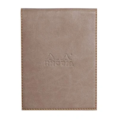 Afbeelding van RHODIA 128204C etui met klemhouder + notitieblok nr. 12 taupe 8,5 x cm gelinieerd 80 afneembare vellen wit licht papier g/m² potloodhouder kunstleer collectie Ramma
