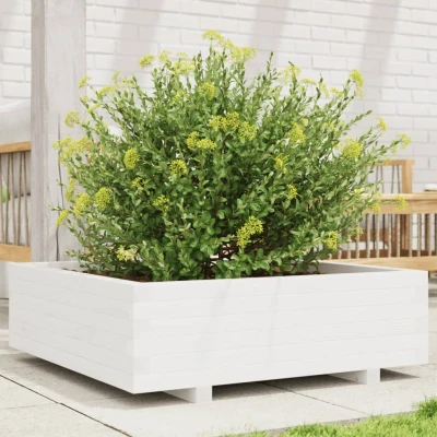 Afbeelding van Plantenbak 80x80x26,5 cm massief grenenhout wit