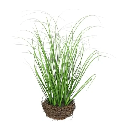Afbeelding van Kunstgras in een rijstnest Decoratieve Plant groene Decoratief gras Eenzaam Plantendecoratie