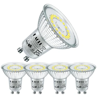 Afbeelding van EACLL GU10 LED Lamp Koel Wit, 4.8W Gelijk aan 75W Halogeenlampen, 4 pack , 6000K 585lm AC 230V Geen Flikkering Verlichting, Stralingshoek 120 Spots, Niet Dimbaar Reflectorlamp