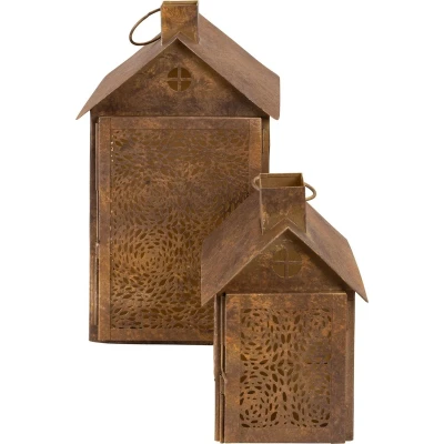 Afbeelding van Lantaarn Spot Birdhouse brown antique Set van 2 stuks