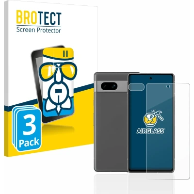 Afbeelding van BROTECT Screenprotector voor Google Pixel 7a (Voor+Camera) Folie Beschermfolie Beschermglas transparant (3 Stuks)