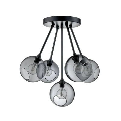 Afbeelding van Ballroom Molecule plafondlamp, rookgrijs, glas, 5 lamps
