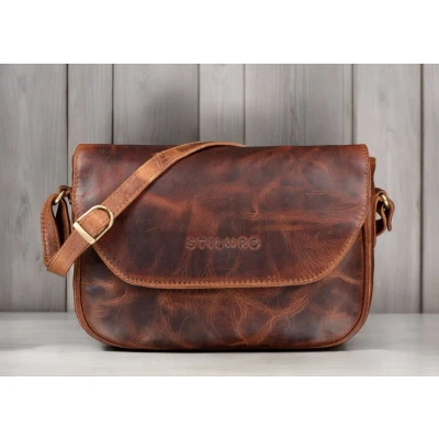 Afbeelding van Dames Handtas Schoudertas Echt Leer Vintage Lederen Tas voor Uitgaan Klassieke Avondtas Partytas Leer, Kleur:kara cognac