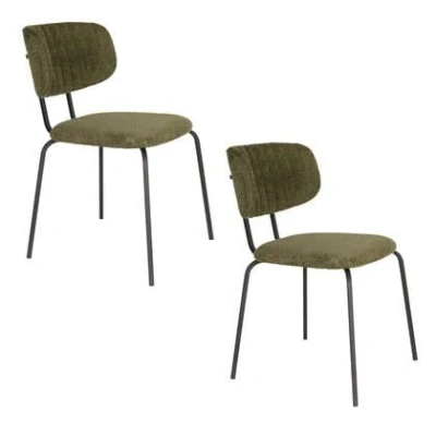 Afbeelding van Housecraft living Jaze Eetkamerstoelen Groen Set van 2