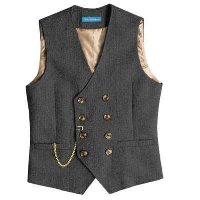 Afbeelding van Solovedress Vintage wollen herenvest regular fit voor bruiloft, grijs.