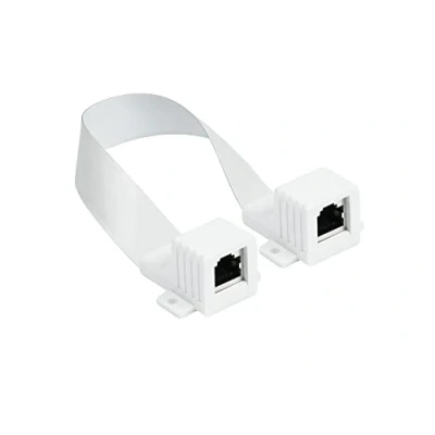 Afbeelding van Good Connections RJ45 Ethernet LAN deur /raamdoorvoer, extreem plat, stekker aan beide zijden, totale lengte inclusief lengte: 25 27 cm, flexibele 18 wit