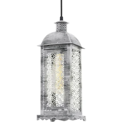 Afbeelding van EGLO Vintage Hanglamp 1 Lichts Antiek Zilver