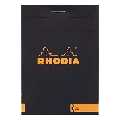 Afbeelding van RHODIA 122008C Notitieblok &quot;le R&quot; nr. 12 8,5 x cm zwart effen 70 afneembare vellen lichtbruin papier 90 g/m² fluweelzachte omslag