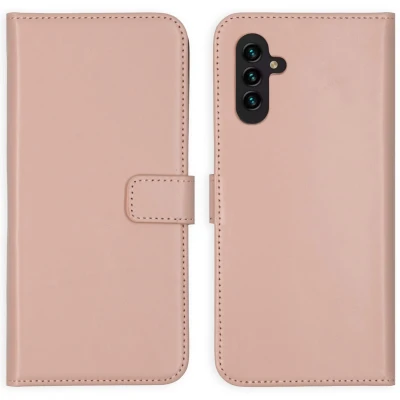 Afbeelding van Selencia Hoesje Geschikt voor Samsung Galaxy A13 (5G) / A04s Met Pasjeshouder Echt Lederen Bookcase roze