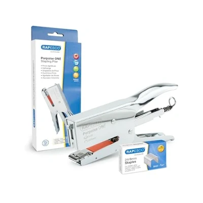 Image de Rapesco 1794 Porpoise ONE Pince Agrafeuse à Mécanisme Bypass avec 1000 Agrafes 24/8 mm Taille UNIQUE pour une Capacité de 2 45 Feuilles, Chrome