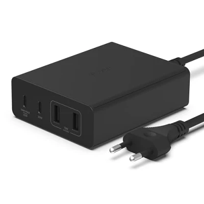 Image de Boost↑Charge GaN Pro Adapter 4 poorts USB A (2x) en C 108W de Belkin Noir Plastique