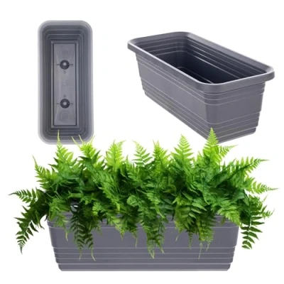 Afbeelding van KADAX Balkonplantenbak van weerbestendig kunststof, balustrade voor het kweken bloemen, kruiden en planten (antraciet, 40 cm)