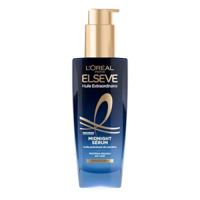 Image de L’Oréal Paris Sérum Capillaire de Nuit pour Cheveux Secs Nutrition &amp; Sans Transfert Huile précieuse Camélia Elseve Extraordinaire 100ml