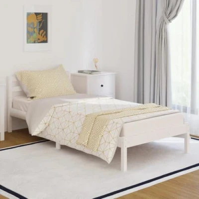 Afbeelding van vidaXL Bedframe, massief grenenhout, 90 x 200 cm, wit