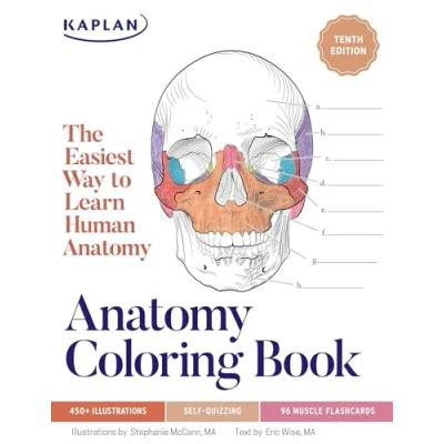 Afbeelding van Kaplan Test Prep Anatomy Coloring Book with 450+ Realistic Medical Illustrations Quizzes for Each