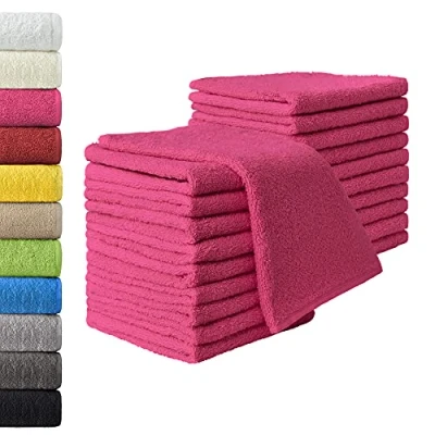 Afbeelding van NatureMark Set van 20 badstof gastendoekjes, 30 x 50 cm, 100% katoen, felroze