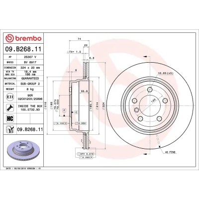 Afbeelding van Brembo Remschijf 09.B268.11