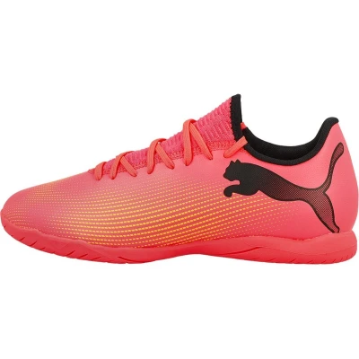Afbeelding van Puma Future 7 PLAY IT Zaalvoetbalschoenen, Heren, Maat: 44, Sunset glow/black/sun stream Kunststof/ textiel