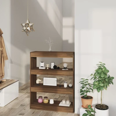 Afbeelding van Boekenkast/kamerscherm 80x30x103 cm bewerkt hout bruineiken