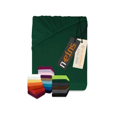 Afbeelding van npluseins Klassiek Jersey hoeslaken vele kleuren en maten 100% katoen 159,192 cm 140 x 190 200 donkergroen