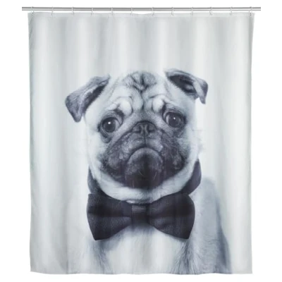 Afbeelding van WENKO Pugy douchegordijn, wasbaar, waterafstotend, met 12 douchegordijnringen, polyester, 180 x 200 cm, meerkleurig