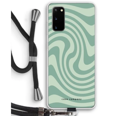 Afbeelding van Case Company® hoesje met Koord geschikt voor Samsung Galaxy S20 Swirl Groen Telefoonhoesje Zwart Bescherming aan alle Kanten en Over de Schermrand