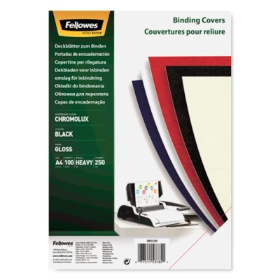 Image de Fellowes Couverture Chromolux, brillante, A4, noir en carton, 250 g/m2, contenu: 100 pièces 5378501