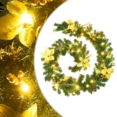 Afbeelding van Kerstslinger met LED lampjes 2,7 m PVC groen