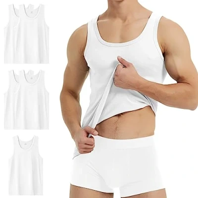Afbeelding van YouShow tanktops voor heren, 100% katoen, fijne ribben, set van 3/5 stuks