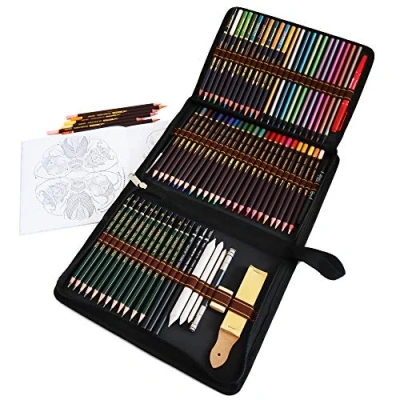 Afbeelding van 72 stuks professionele kleurpotloden voor schetsen, kleurpotloden, grafiet en kolenaccessoires, ideale schoolbenodigdheden beginners