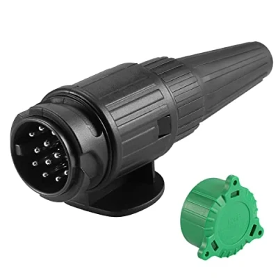 Afbeelding van SPARKMOTO aanhangerstekker, mannelijk, 13 polig, 12 V, waterdicht, voor caravans, fietsendrager, vrachtwagen, polige stekker, stekker met afdekking (SK13PEH)
