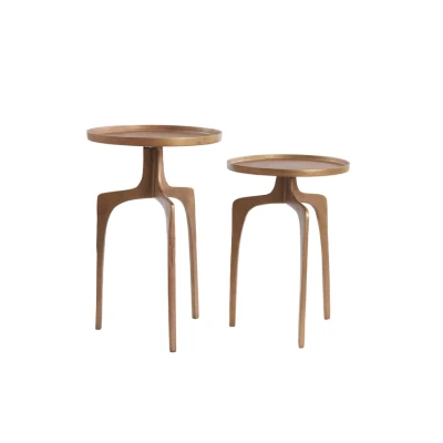 Afbeelding van Light &amp; Living Bijzettafel PANO Ø41x63cm Brons Set van 2