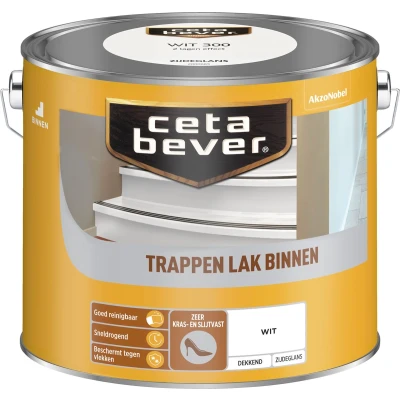 Afbeelding van Ceta Bever Dekkend Trappenlak AC 300 Wit 2,5 liter Blanke lak &amp; Beits