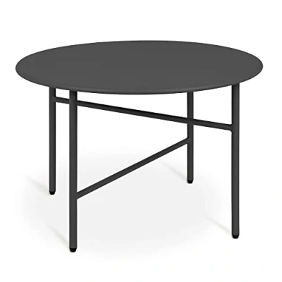 Afbeelding van bomoe Finn Ronde Bijzettafel Metaal Zwart Ø 53 cm Tafelblad Krasbestendig Stabiel, Lichtgewicht Salontafel Binnen &amp; Buiten