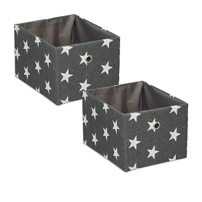 Afbeelding van Relaxdays stoffen opbergmand set van 2 speelgoedmand sterren kastmand kinderkamer
