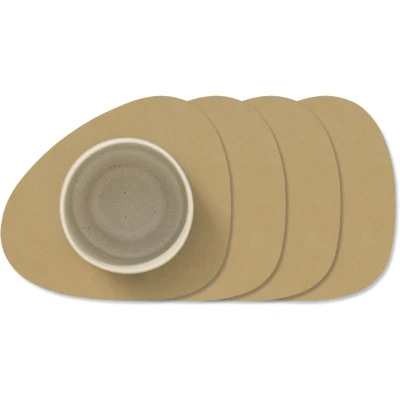 Afbeelding van LIND DNA Onderzetters Nupo Leer Khaki 13 x 11 cm 4 Stuks