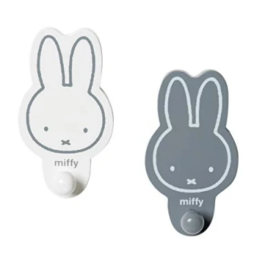 Afbeelding van roba &quot;miffy®&quot; wandhaken voor kinderkamer vorm konijnenoren babykleerhangers 2 stuks wit/grijs
