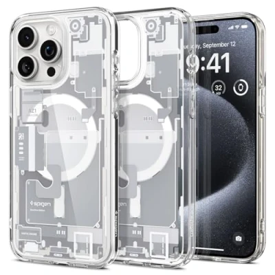 Afbeelding van Spigen Ultra Hybrid MagFit Geschikt voor Apple iPhone 15 Pro Max Compatibel met MagSafe Back Cover Magneet Zero One Wit