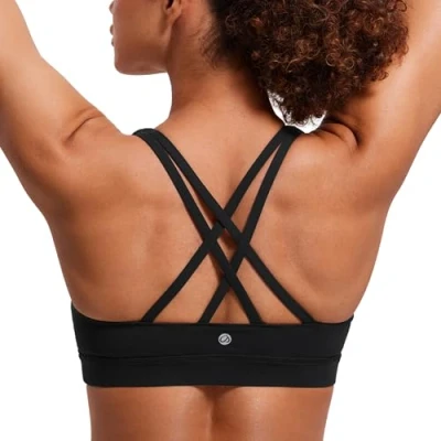 Afbeelding van CRZ YOGA Sportbeha voor dames, yoga, fitness, afneembaar, zonder beugel, zwart.