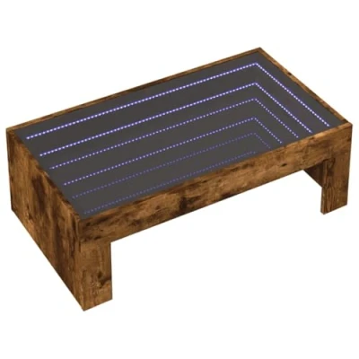 Image de vidaXL Table basse avec LED infini chêne fumé 90x50x30 cm847620