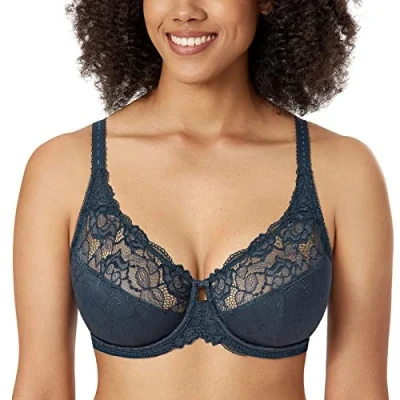 Afbeelding van DELIMIRA Vrouwen Schoonheid Kant Niet Gewatteerde Minimizer Volledige Figuur Onderdraad Beha, Sargasso, 105C