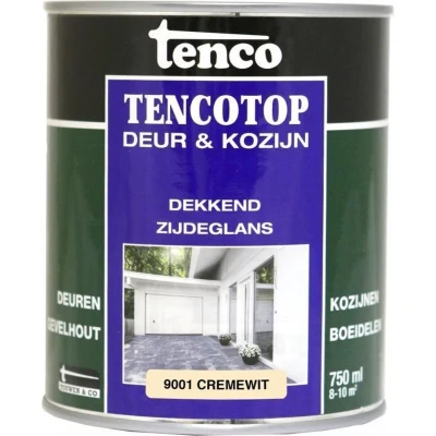 Afbeelding van Tencotop Deur &amp; Kozijn Dekkend Zijdeglans RAL 9001 Crème Wit 250 ml